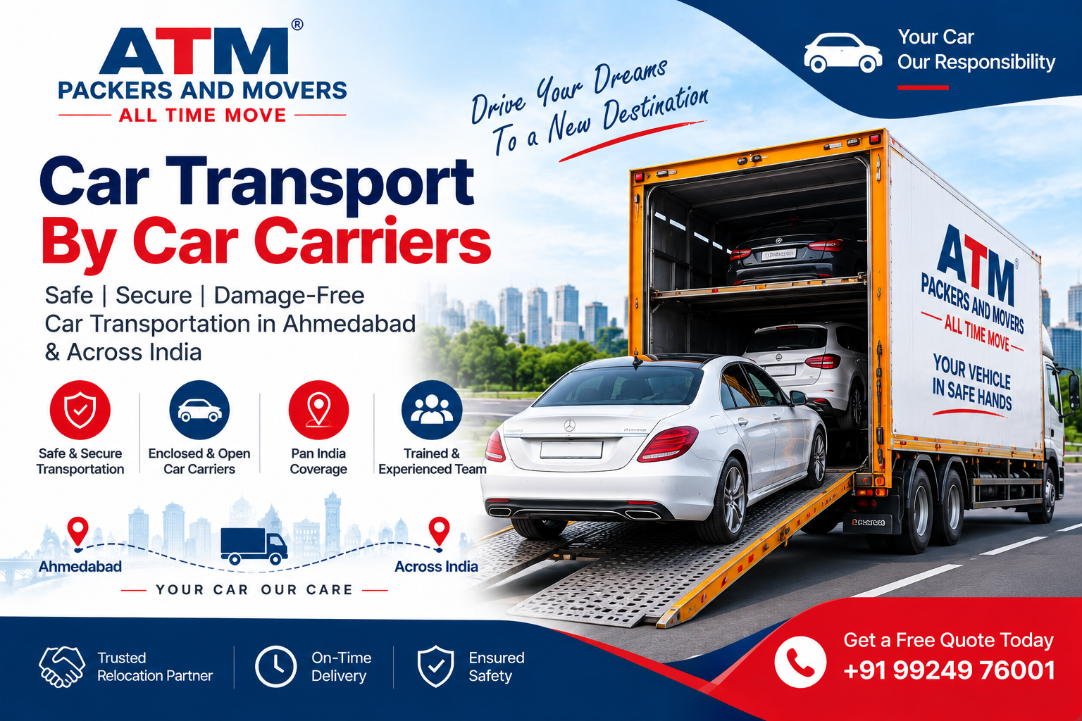 Car Transport by Car Carriers from Ahmedabad by ATM Packers and Movers